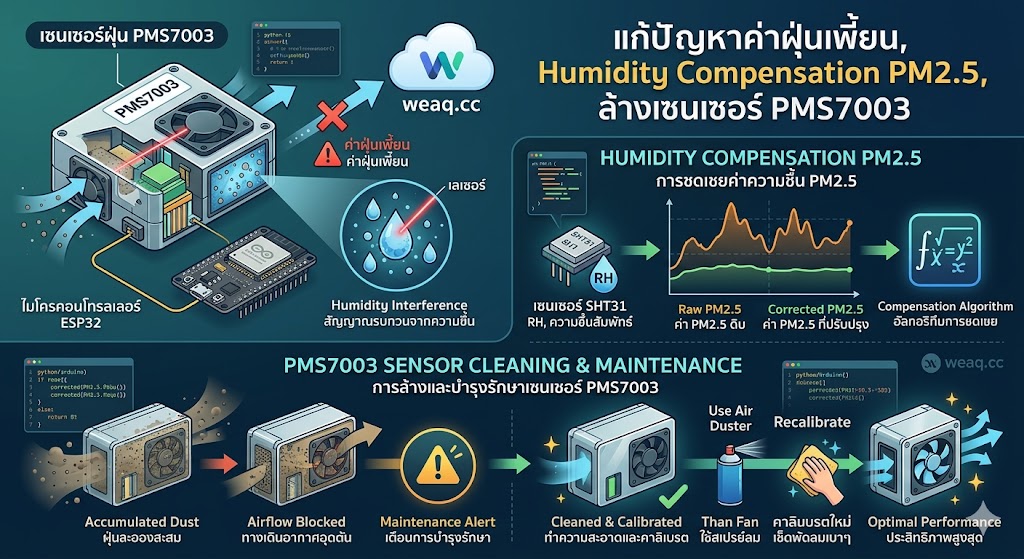 วิธีแก้ปัญหาค่าฝุ่นเพี้ยนและวิธีล้าง PMS7003